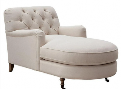 Beige Chesterfield Chaise Lounge Sofa Living Room Modern